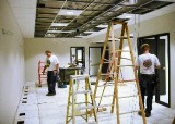 Installing ceiling grid & computer floor